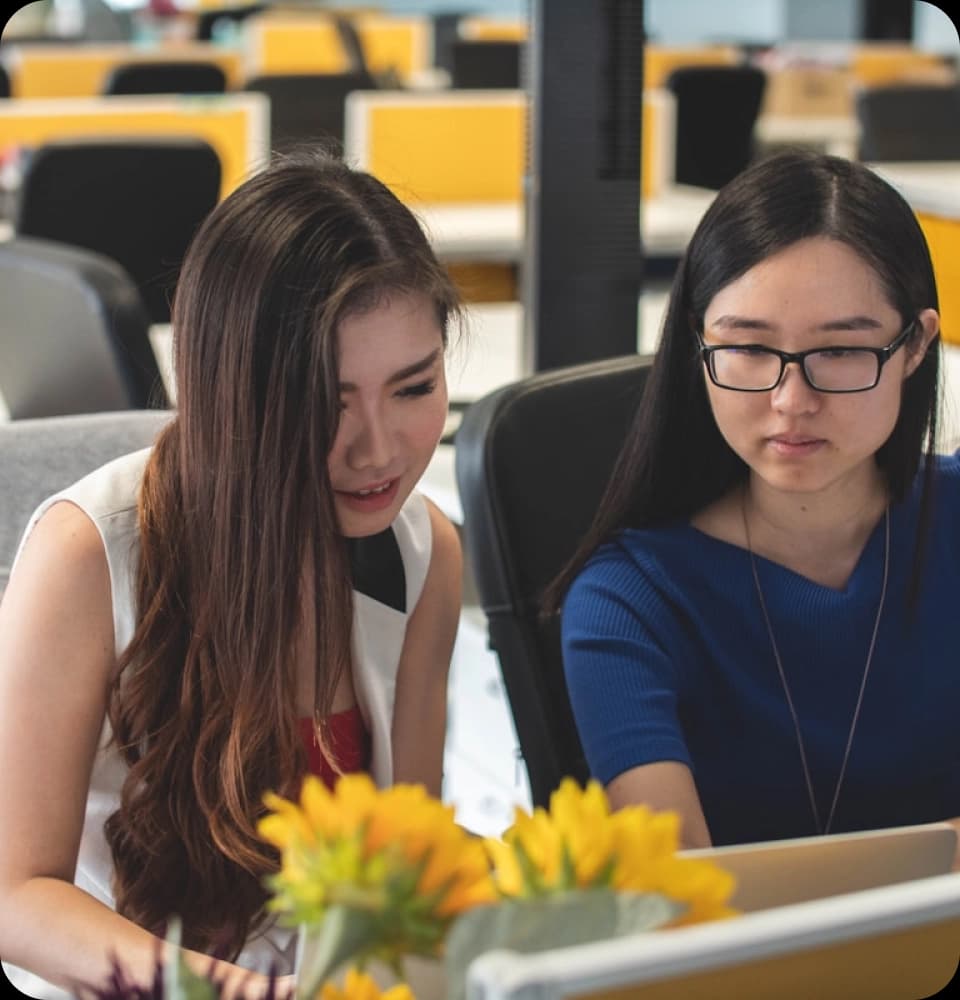 Team working together in an office