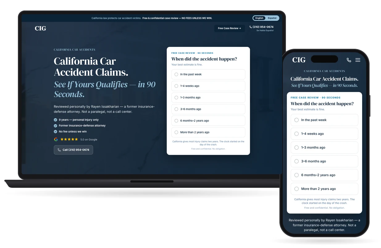 California Injury Group — website built by Growth Key