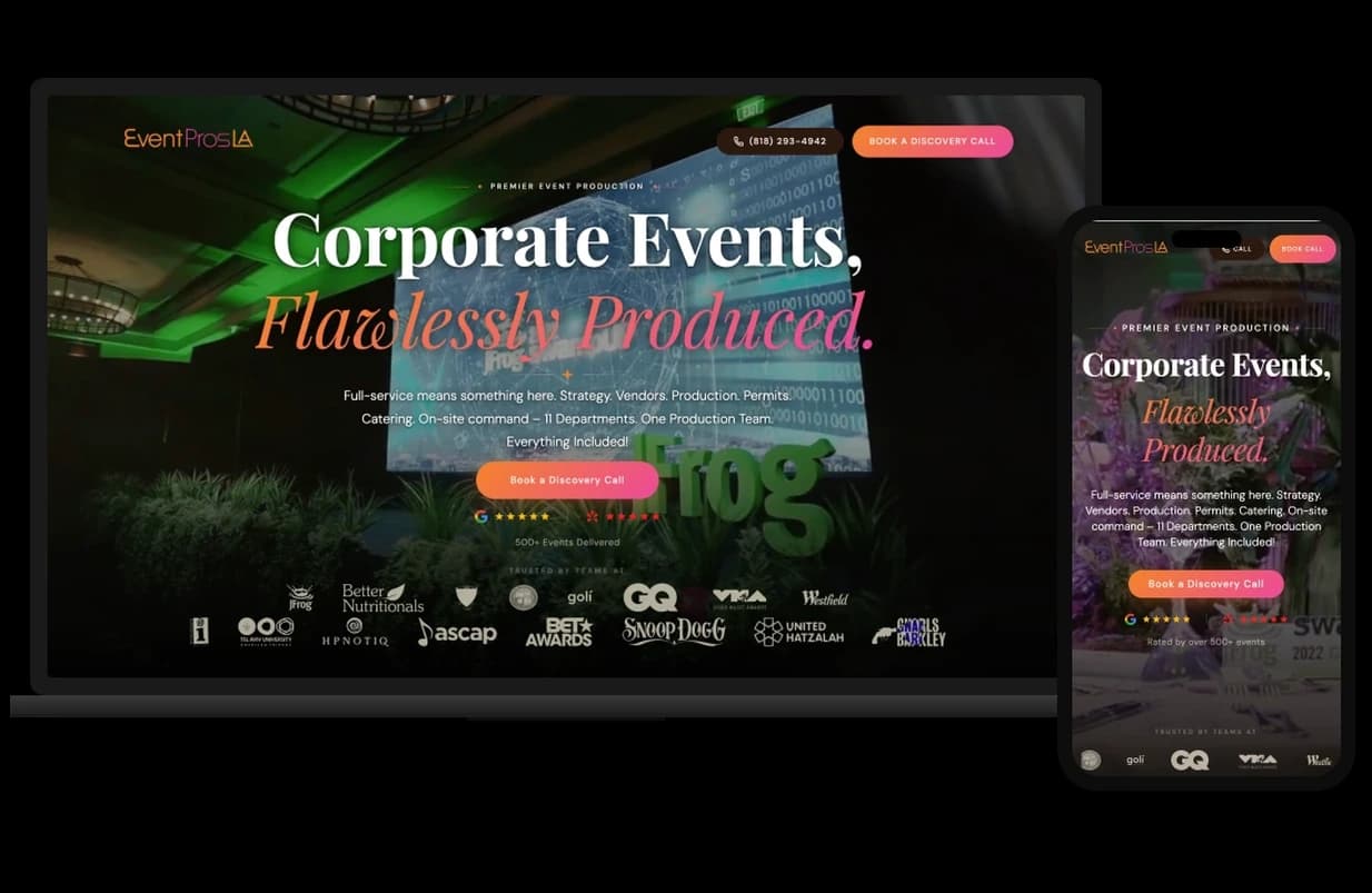 Event Pros LA — website built by Growth Key